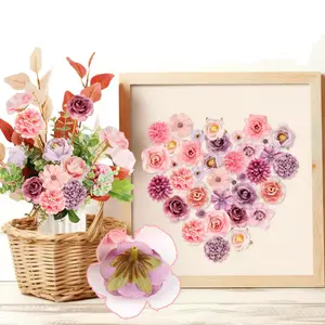 1 box of 40pcs Simulated Flowers Rose Chrysanthemum Lucky Flower Peony Flower Ancient Style Photography Hanfu Hair Accessories DIY Material