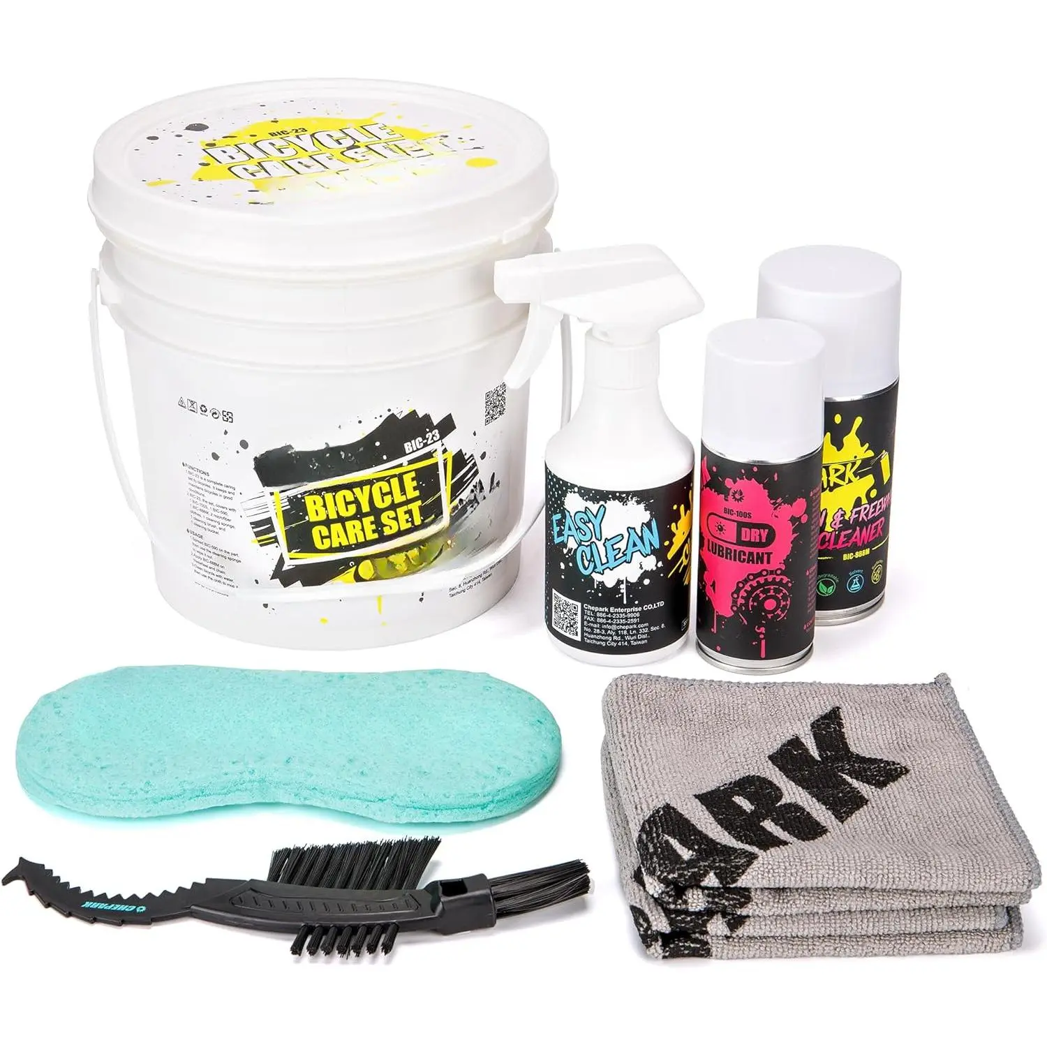 Cleaning Kit-Bike Wash & Drivetrain Essentials Kit with bike clean,Bicycle Degreaser,dry Lubricant,Cleaning Brush Tool-Bike Maintenance for Mountain Road Gravel Bikes