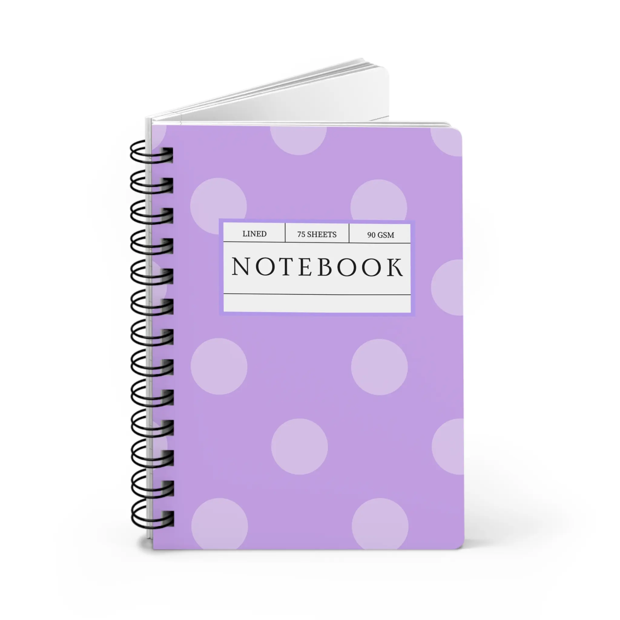 Lavender Polka Dot Notebook Spiral Bound Journal | Lined Pages
