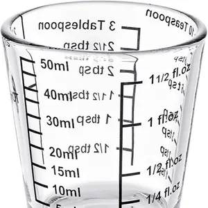 Mini Measure Heavy Glass - 32-Incremental Measurements Multi-Purpose Liquid and Dry Measuring Shot Glass, Black Single