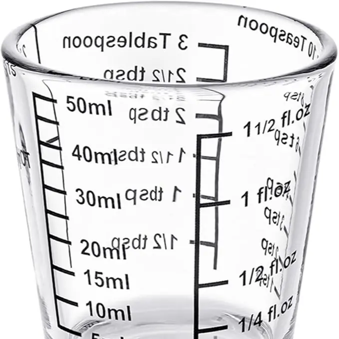 Heavy Glass Mini Measuring Shot Glass - 32 Incremental Markings, Multi-Purpose for Liquid & Dry Ingredients, Black Single Kitchen Gadgets Measuring Utensil