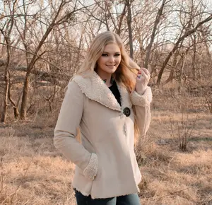 Ladies Fashion Poly Faux Suede Jacket with Poly Faux Fur Collar and Lining.L-251101