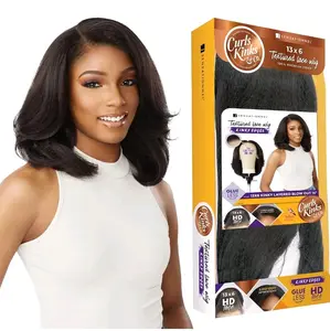 Sensationnel Kinky Edge 13x6 Lace Wig - Kinky Layered Blow Out 14-Inch Synthetic Glueless Wig - CKCO Kinky Layered Blow Out 14 Inch (1B Offblack)