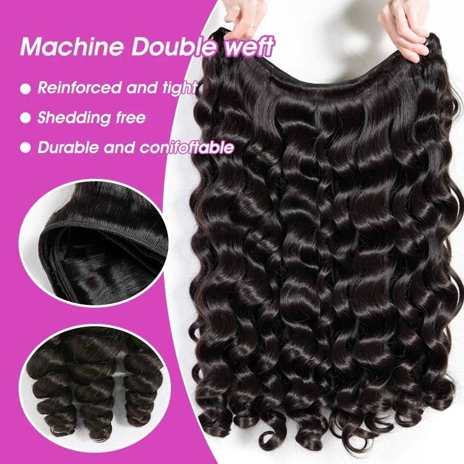 Odbe Hair 12A Loose Deep Wave Bundles Brazilian Virgin Human Hair Extensions 30 Inch Natural Black Virgin Hair Unprocessed Human Hair For Women