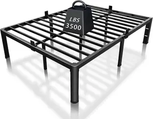 14 inch Full Size Bed Frame with Headboard Hole and Round Corner  Mattress Retainers 3500LBS Heavy Duty Steel Slats No Box Spring Needed Platform Noise-Free Underneath Storage