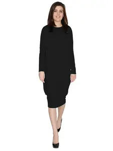 Women Basic Modest Cover Up Comfy Midi Long Cocoon Dress