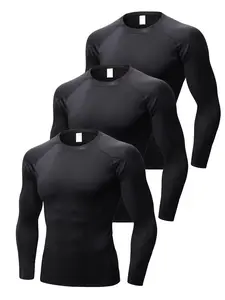 Men's Solid Color Long Sleeve Compression Thermal Underwear Top, Casual Comfy Round Neck T-shirt for Fall & Winter, Men's Thermal Underwear for Daily Wear, Compression Garment