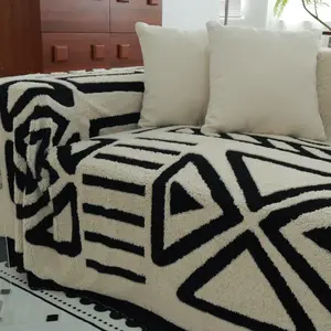 Geometric Pattern Sofa Cover, 1 Count Soft Comfortable Elastic Sofa Slipcover, Dustproof Sofa Protector for Home Living Room Office