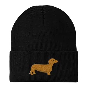 Trendy Apparel Shop Dachshund Dog Embroidered Winter Long Cuff Beanie