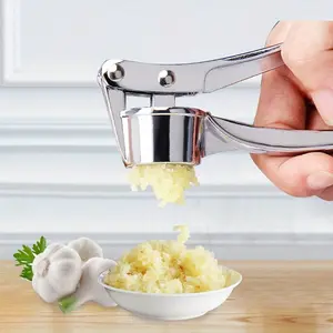 Garlic Presser Zinc Alloy Material Stainless Steel Color Easy Clean Kitchen Tool Durable Garlic Chopper for Daily Cooking