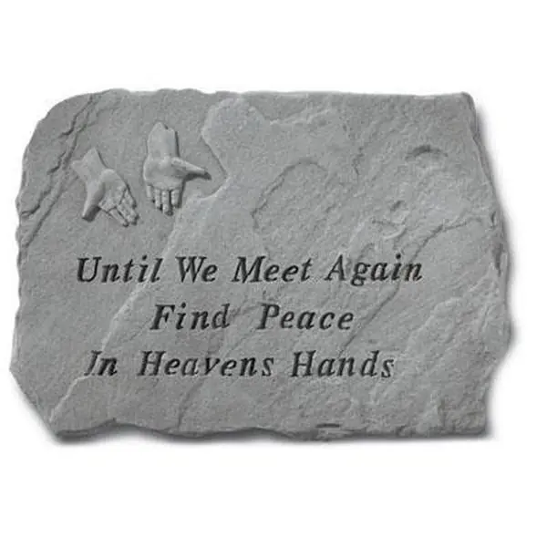 212 MAIN Cast Stone Weatherproof Decorative Memorial Sign, "Until We Meet Again Find Peace In Heavens Hands", 18x13 in Outdoor Furniture Home Decor Product