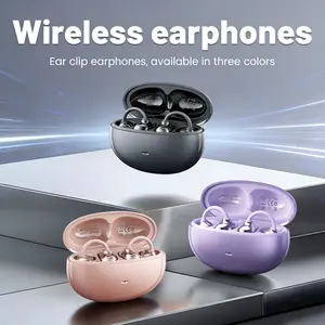 Open-Ear Headphones, Clip-On Earbuds-Wireless Bluetooth Earbuds with Microphone-Secure, Lightweight, Comfort-Premium Dolby Audio-Water Resistant-Fast Charging-Up to 24 hrs Playtime
