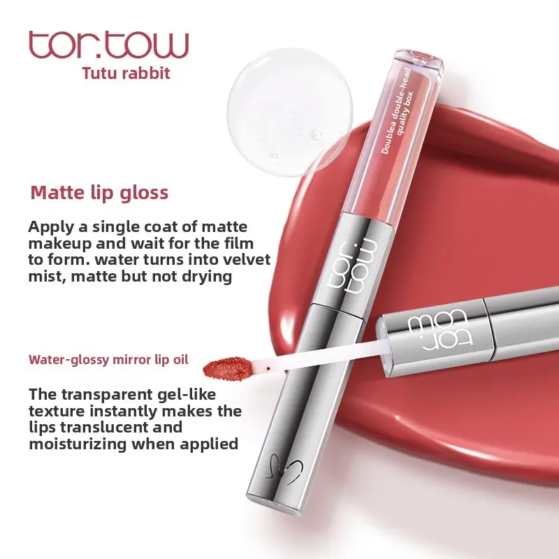 Tortow Double-End Lip Gloss - Single Item Beauty & Personal Care Makeup, All-Day Matte, Lock-Moisturizing Formula Lip Product, Makeup Products, Long Wear Lipstick & Lip Gloss