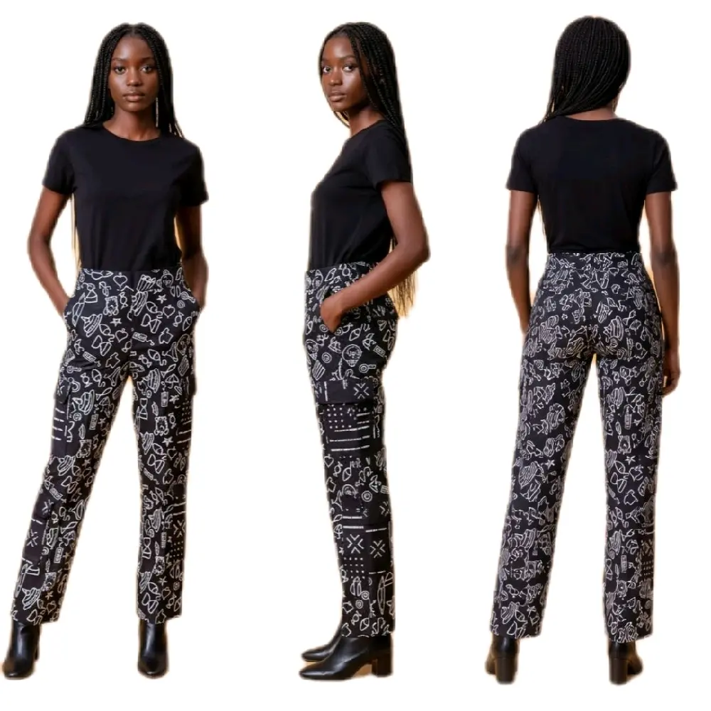 Black and white Ankara Trousers