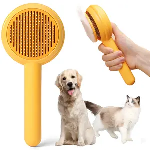 EOIVSH Cat Brushes for Indoor Cats Pet Self Cleaning Slicker Brush Removes Deep Waste Hair Cats Dogs Resin Protected Massage Comb Yellow