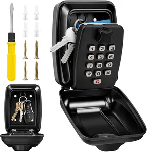 Key Lock Box Wall Mounted Key Box Waterproof 12 Digit Combination Security Lock Box Large Capacity Resettable Code Key Safe with Cover for Home Office School