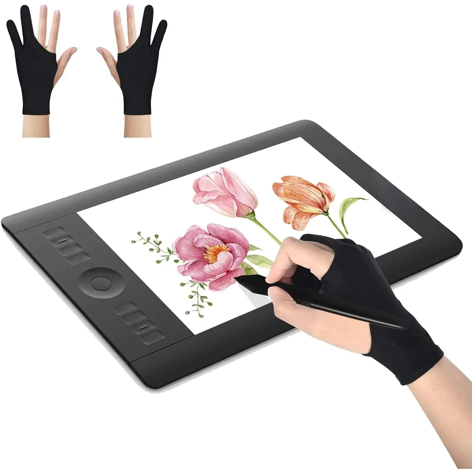 Digital Drawing Glove Right Hand for ipad, Paper Sketching,2 Pack Artist Glove for Drawing Tablet,Two Finger Art Glove Left Hand,Smudge Guard,Small