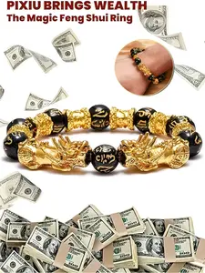 1Pcs Feng Shui Lucky Bracelet Jewelry, Suitable for Men And Women, Beaded Bracelets, Natural Stone, Double Pixiu Design, Obsidian Character Bead Six Character Mantra Bracelet for Wealth Attraction, High Quality Bracelet