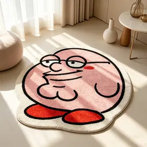 Funny Cartoon Head Short Pile Non-Slip Home Decorative Rug, Cute Expression Design, Washable, Suitable for Bedroom, Entryway, Gaming Room, High Aesthetic Value