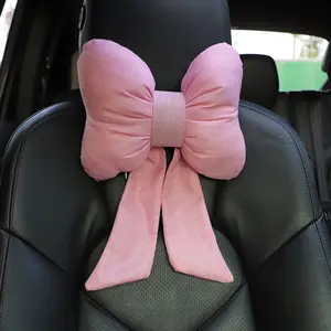 1 Pc Car Headrest Pillow, Cute Bowknot Design Car Neck Pillow, Comfortable Neck Support Pillow, Car Interior Accessories for Women & Girls, Car Seat Attachment