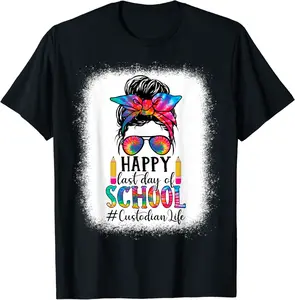 Custodian Life Last Day Of School Teacher Womans School Girl T-Shirt - Katiareg Shop 48B0CZJ3FBWF