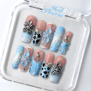 NailPhoria SIREN WATERS - Handmade Press-On Nails | Reusable, Salon-Quality, Long-Lasting, Glossy Design