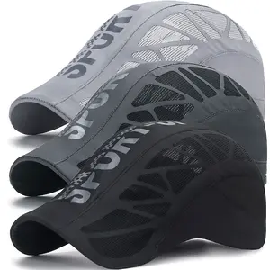 3pcs Men Breathable Mesh Sun Visors Quick Dry Baseball Caps Lightweight Adjustable Snap Closure Moisture Wicking Outdoor Sports Casual Wear Sun Protection Athletic Design Durable