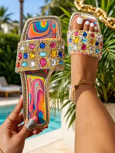 Women's Fashion Casual Slides Sandals, Lightweight Sandals, Comfortable Summer Flip Flops, Discount Bundle Deal, Stylish Flat Shoes for Beach, Home, Daily Wear, Casual Trendy Sandals