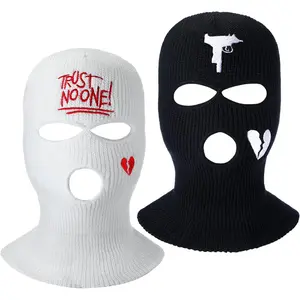 2 count 3 Hole Ski Mask Winter Warm Balaclava Full Face Knit Ski  Mask Knitted Full Face Cover for Men Women