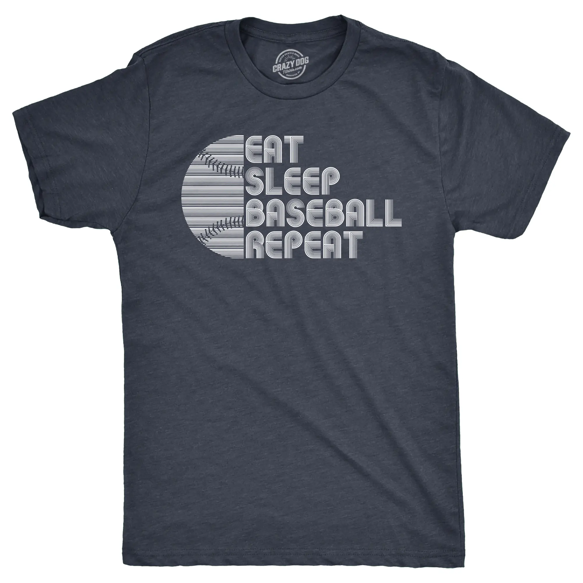 Mens Funny T Shirts Eat Sleep Baseball Repeat Sarcastic Graphic Novelty Tee for Men Mens Funny T Shirts Cool Vintage Fashion T-Shirt Gift Classic Menswear Funny Baseball Short Sleeve Novelty Tees for Guys Navy - Eat