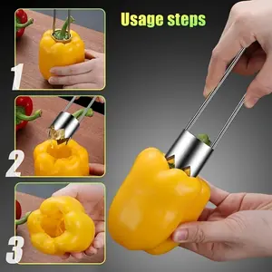 1pcsStainless steel core extractor, red bell pepper core extractor, vegetable and fruit seed cutter, convenient kitchen tool for quick removal, suitable for 4 seasons