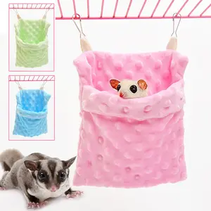 1Pc Sugar glider sleeping bag, winter warm nest, can hang plush thick hamster squirrel pet hammock, portable, safe, bite proof, comfortable nest Bed