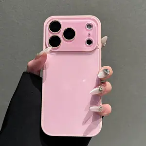 [Silky Skin-Like Touch]phone case Candy Macaron Series – Skin-Feel Crystal Clear Case for iPhone 17, 16, 15, 14, 13 Pro Max – Soft TPU Bumper + Hard PC Back – Full Lens Coverage – Cute, Minimalist, Pink & White Silky Smooth Pastel Cover