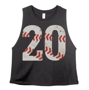 CROPPED Custom Number Vintage Baseball Crop Tank Top - Baseball Mom Shirt with Number