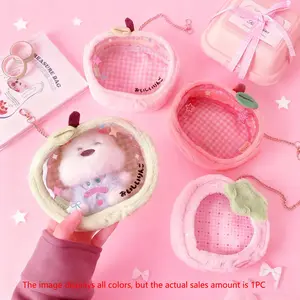 Adorable Strawberry Plush Doll Display Bag, Cute Cartoon Design for Kids, Perfect Gift for Students and Playtime, Stuffed Animal Storage, Portable Organizer, Lightweight
