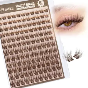 Brown Lash Clusters Wispy Eyelash Clusters Natural Cluster Eyelash Extensions C Curly Lashes Clusters Dark Brown Individual Lashes by Lanflower