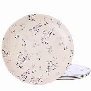 4-Pack Sustainable Eco-Friendly Bamboo Plates, Plates for Kids, Dinner Plates, Dessert Plates, Picnic Plates