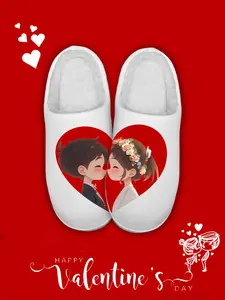 Cartoon Couple Pattern Slides, Soft Plush Warm Slippers for Men and Women, Non-slip Comfortable Bedroom Shoes, Perfect Gift for Couples, Footwear