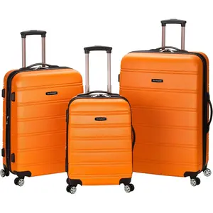 Rockland Melbourne Hardside Expandable Luggage with Spinner Wheels, Orange, 3-Piece Set (20/24/28)