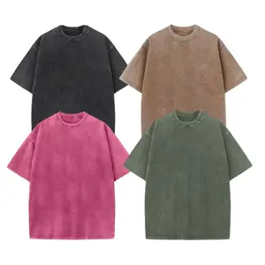 1/4 Pack Oversized Tshirts for Men and Women Gym Vintage Heavyweight T Shirts Cotton Workout Acid Wash Baggy Tees, Washed Shirt