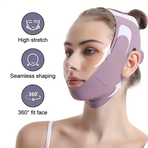 Women's Adjustable Breathable V-Shape Lift Face Mask Strap (1PCS, 95% Polyester) - Comfortable-to-Wear, Durable and Long-Lasting Sleeping Chin & Cheeks Bandage, Skin Tightening, Enhances Skin Elasticity