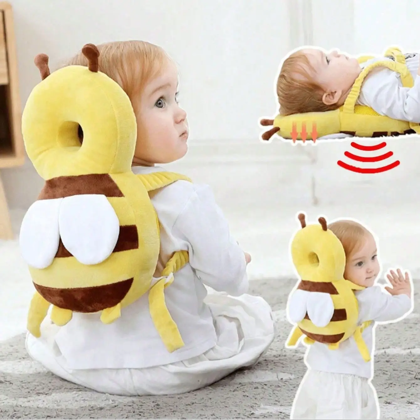 Baby Head Protector Cushion Backpack For Walking & Crawling,Christmas Elements Baby Walkers Protective Toddler Adjustable Baby Head Protection Safety