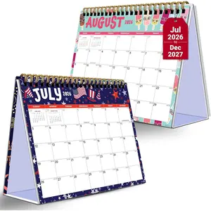 18 Months Colorful Assorted Standing Small Desk Calendar 2026-2027, July 2026 to December 2027, 8x6in Spring-Bound Sheets with Stickers for Office, Home & School