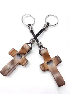 Wooden Cross Keychain Decoration Handle, Multifunctional Spiritual Symbol, Perfect Gift for Anxious Loved Ones, Creative Religious Mini Ornament, Gothic Cross Keychain