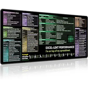 Excel Cheat Sheet Desk pad|excel  pad|Contains Excel Shortcut ,Lager  pad for Desk| XL(31.5 * 11.8in) Size|Desk mat for Keyboard and | Pads|?Anti-Slip?Smooth