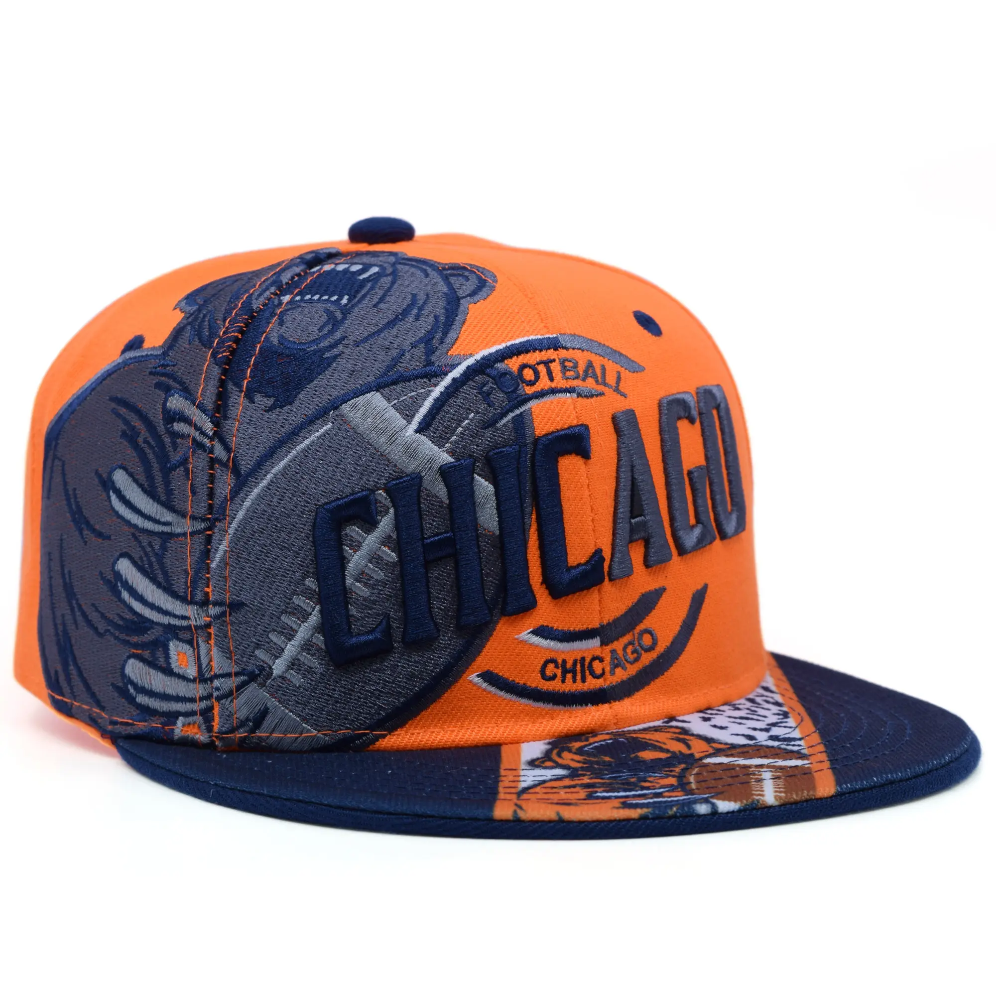 Chicago Wind City Snapback Cap - Navy Orange Game Day Streetwear Hat
