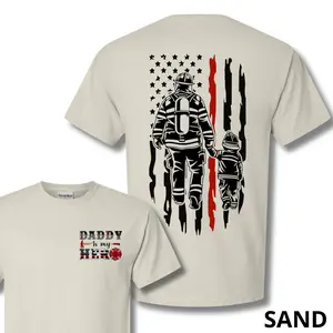 Hero Dad Firefighter T-Shirt, Daddy Is My Hero Graphic Tee, Soft Cotton Blend Shirt, Family Support Apparel for Men & Women, Perfect Gift for Firefighters