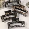 4pcs Leopard Print Hair Claw Clips, Claw Clip Pack, Glossy Minimalist Hair Clip Set Fashion Hair Accessories for Daily Casual Wear, Square Shape Hair Clip Set for All Seasons