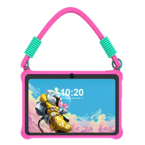 7-inch Educational Kids Tablet with Fashion Hanging Strap, Android System Tablet with Dual Cameras and Protective Silicone Case, Lithium-Ion Battery, 10 W Power Consumption, Learning Entertainment Tablet