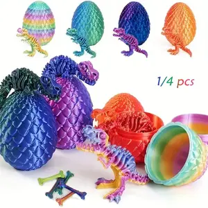 3D Printed Dinosaur Egg Model, Multiple Colors, Bite Bone Included, Free Joint Anime Figurine, Articulating Animal Figurines, Home Office Desk Car Decor, Decorative Figurine, Creative Gift!